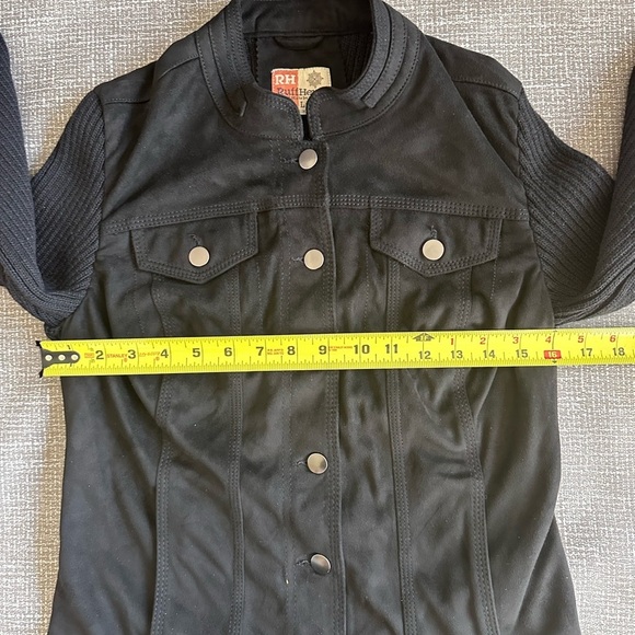 Ruff Hewn RH Fitted Faux Suede Knit jacket silver hardware size Large - Picture 10 of 10